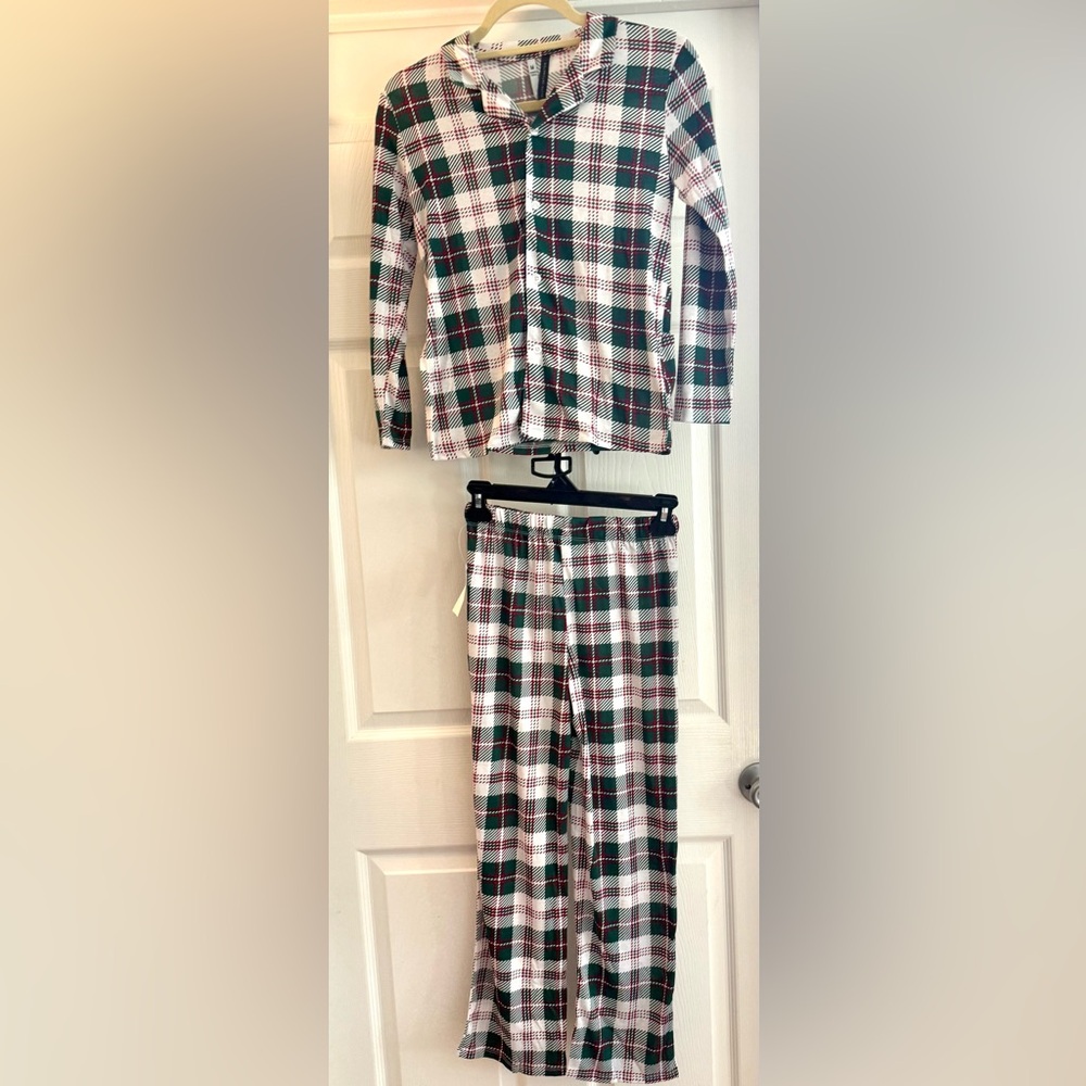 Nordstrom Kids Plaid Pajama Set - Green, Red, and White